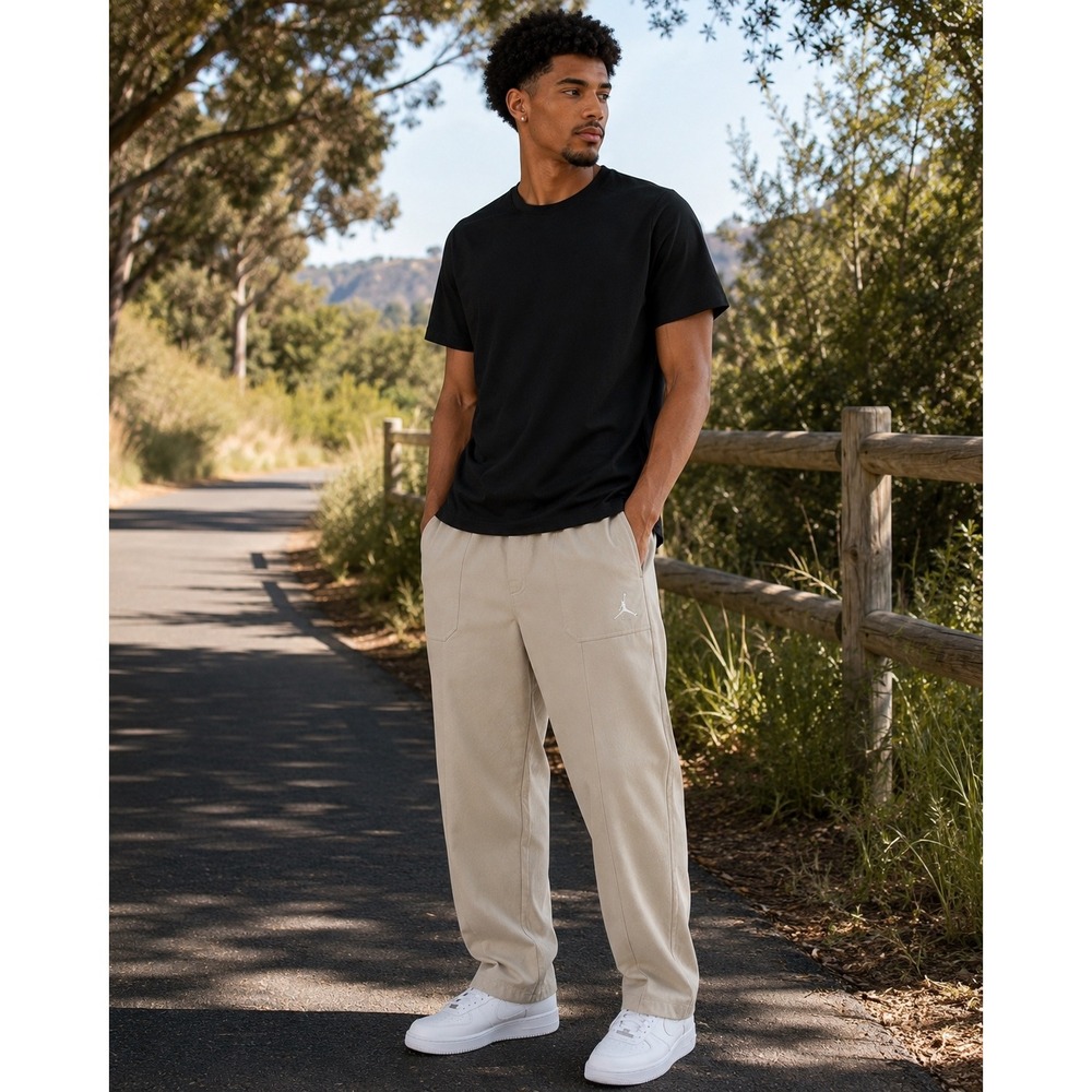 Nike Air Jordan Flight MVP Men's Beige Utility Pants Sz M Elastic Waist